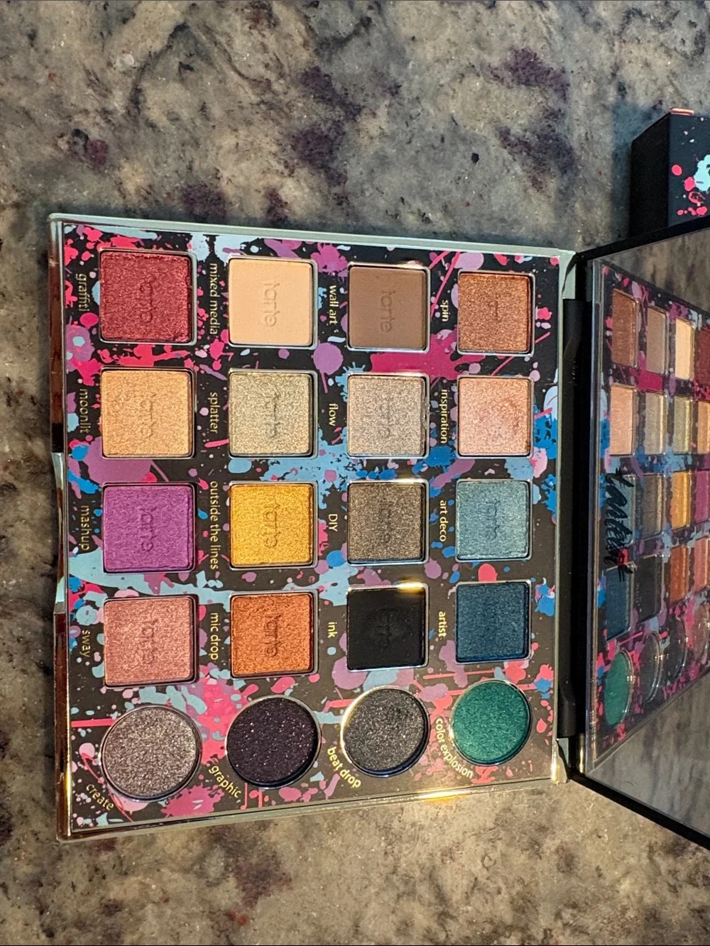 Tarte tartiest Pro Black Eyeshadow Palette with Pink, Teal & Purple Splatter